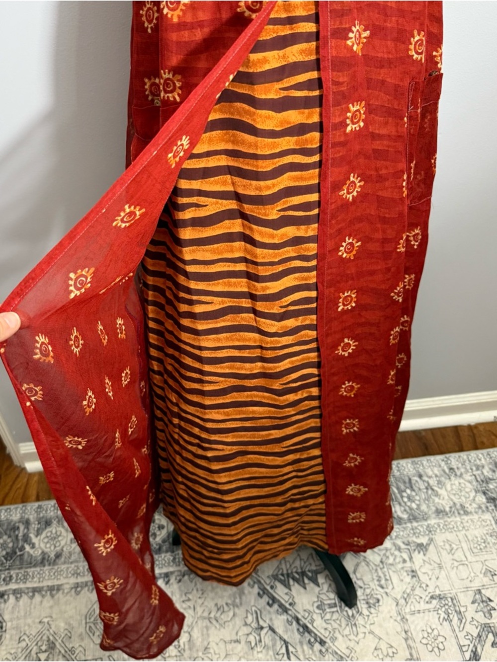 René Derhy Boho 100% Viscose Vintage Maxi Dress Whimsical Festival Vintage Med - Picture 8 of 11